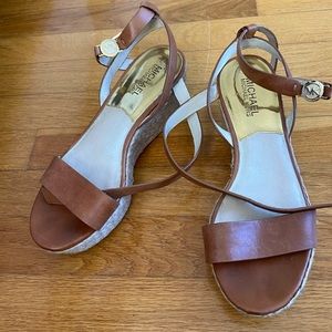 Michael Kors Tan Leather Espadrille Wedge